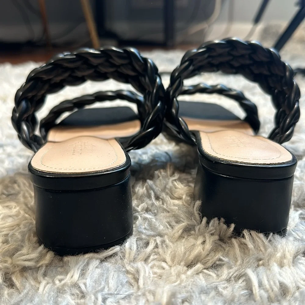 Charlotte Russe black braided open toe square heel size 8 lightly worn - Picture 2 of 4